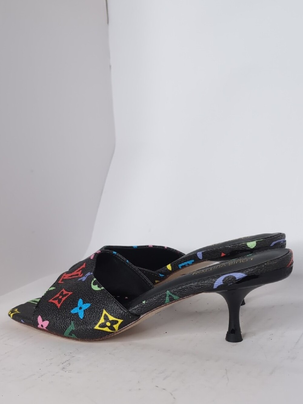 Black Multicolor Open-Toe Mules - Picture 3 of 7